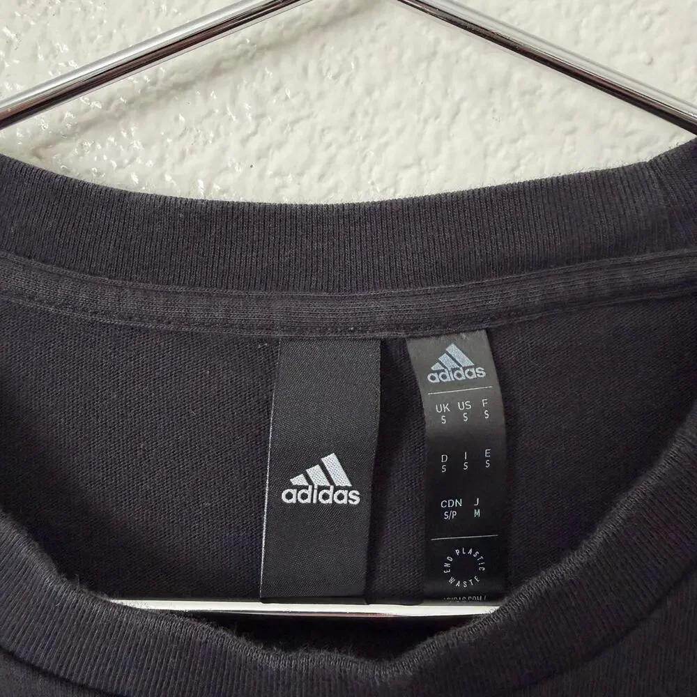 Adidas Mens Brandlove Tee T-shirt short sleeve black logo side stripe